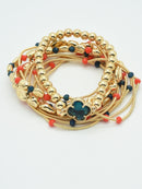 CB2216 Game Day Clover Charm C Accent Beaded Bracelet Set - MiMi Wholesale