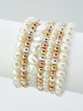 CB2227 Multi Strand CCB & Pearl Bracelet Set - MiMi Wholesale