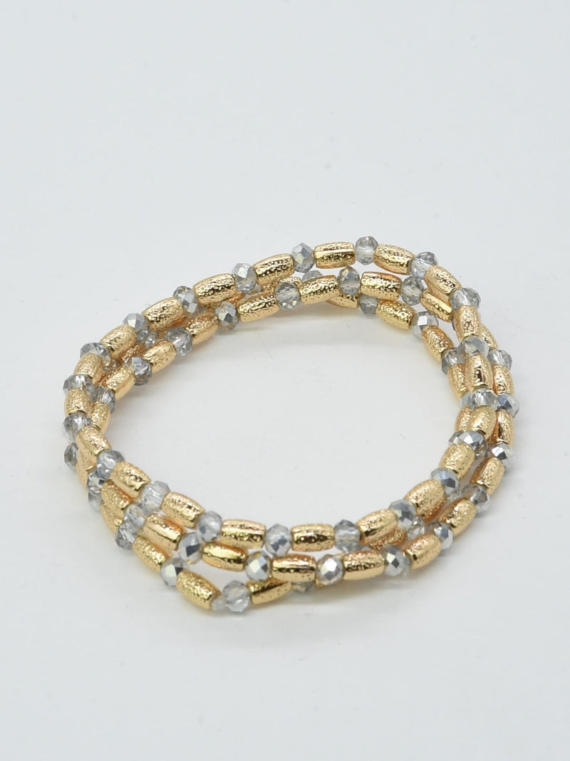 CB2231 3 Piece Gold and Color Bead Multi Strand Set - MiMi Wholesale