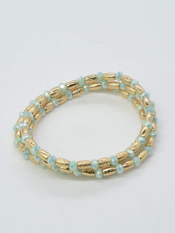 CB2231 3 Piece Gold and Color Bead Multi Strand Set - MiMi Wholesale