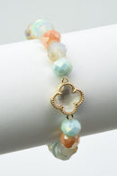 CB2232 Clover Stretch Glass Bead Bracelet - MiMi Wholesale