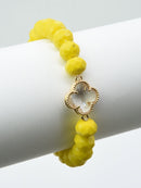 CB2232 Clover Stretch Glass Bead Bracelet - MiMi Wholesale