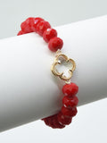 CB2232 Clover Stretch Glass Bead Bracelet - MiMi Wholesale