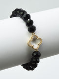 CB2232 Clover Stretch Glass Bead Bracelet - MiMi Wholesale