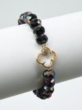 CB2232 Clover Stretch Glass Bead Bracelet - MiMi Wholesale