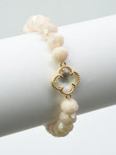 CB2232 Clover Stretch Glass Bead Bracelet - MiMi Wholesale