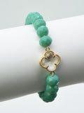 CB2232 Clover Stretch Glass Bead Bracelet - MiMi Wholesale