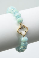 CB2232 Clover Stretch Glass Bead Bracelet - MiMi Wholesale