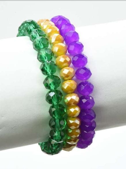 CB2233 Multi Color Glass Bead Stretch Bracelet Set - MiMi Wholesale