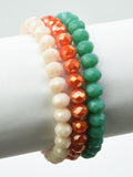 CB2233 Multi Color Glass Bead Stretch Bracelet Set - MiMi Wholesale