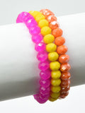 CB2233 Multi Color Glass Bead Stretch Bracelet Set - MiMi Wholesale