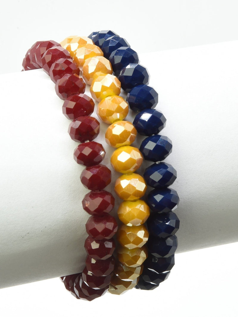 CB2233 Multi Color Glass Bead Stretch Bracelet Set - MiMi Wholesale