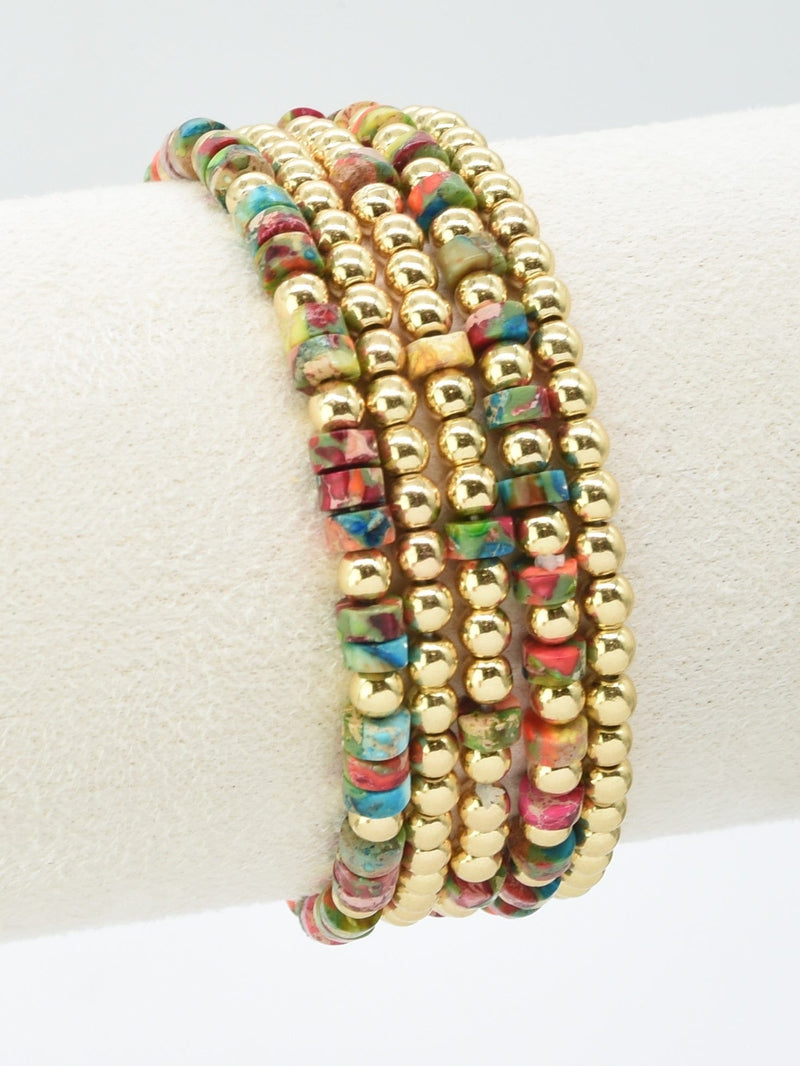 CB2241 5 Piece CCB Semi Precious Bracelet Set - MiMi Wholesale