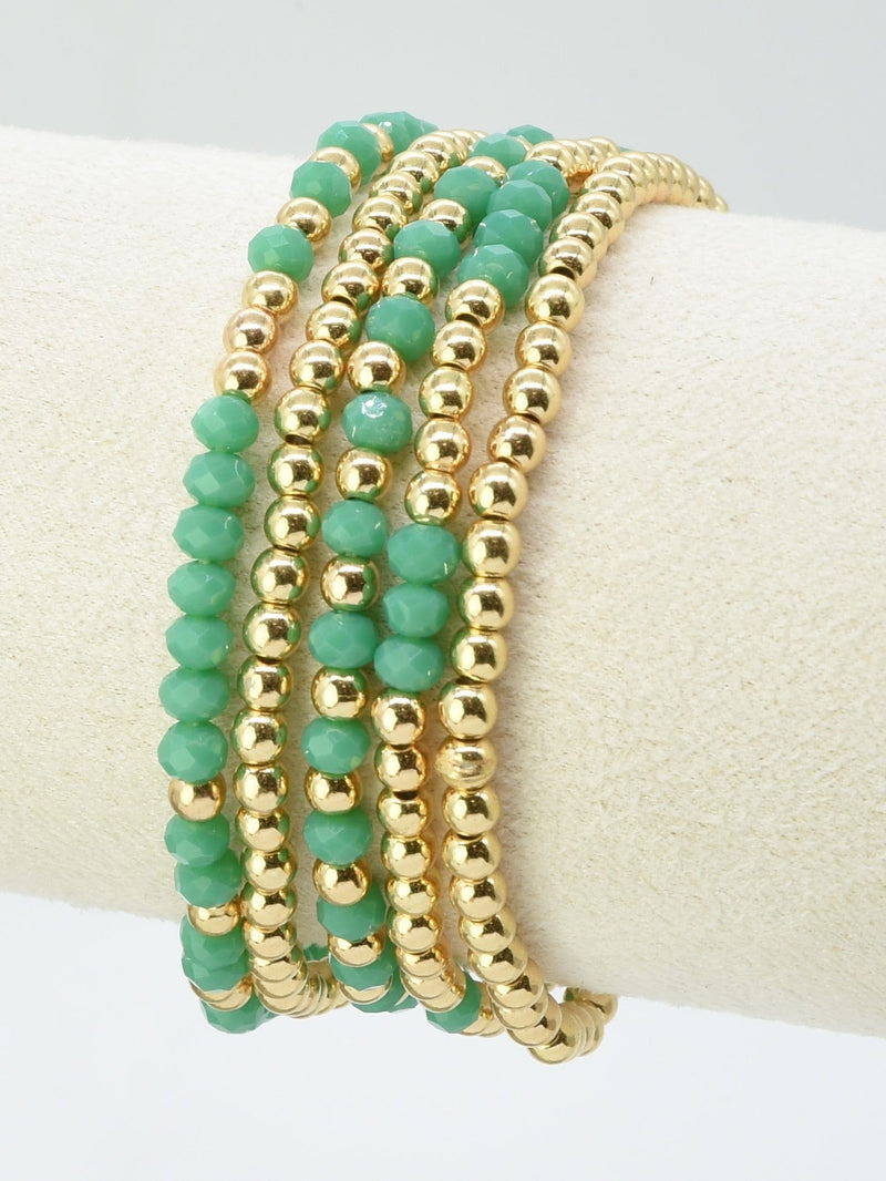 CB2243 5 Piece CCB Glass Bead Bracelet Set - MiMi Wholesale
