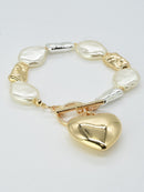 CB2249 CCB Pearl Bracelet With Puffy Heart Charm - MiMi Wholesale