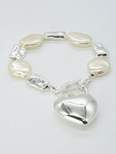 CB2249 CCB Pearl Bracelet With Puffy Heart Charm - MiMi Wholesale