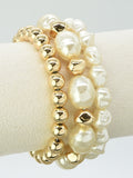 CB2254 3 Piece CCB Pearl and Bead Stretch Bracelet Set - MiMi Wholesale