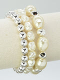 CB2254 3 Piece CCB Pearl and Bead Stretch Bracelet Set - MiMi Wholesale