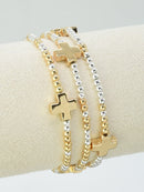CB2255 3 Piece Cross Beaded Bracelet Set - MiMi Wholesale