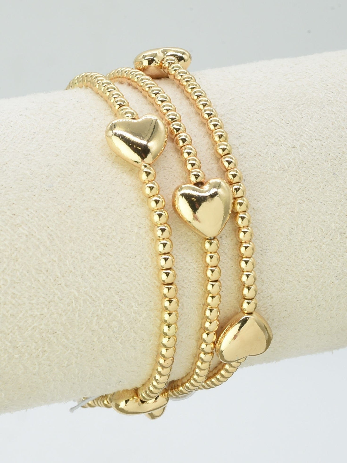 CB2256 3 Piece Heart Beaded Bracelet Set - MiMi Wholesale