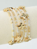 CB2259 5 Piece Cross Beaded Bracelet Set - MiMi Wholesale