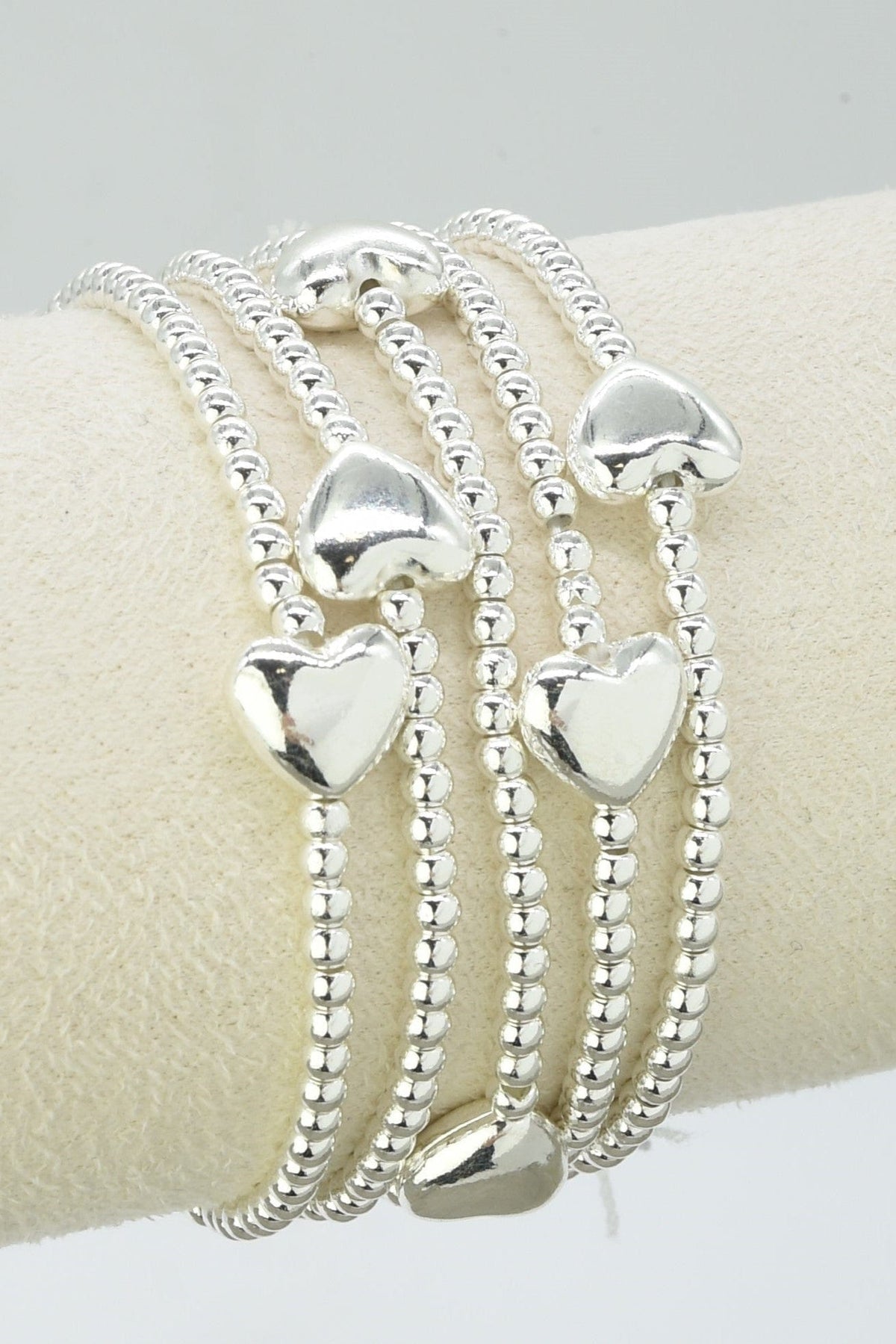 CB2260 5 Piece Heart Beaded Bracelet Set - MiMi Wholesale