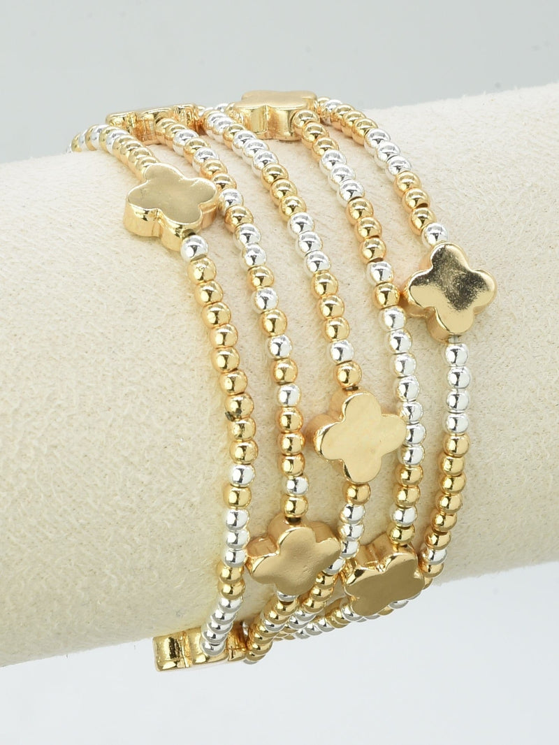 CB2262 5 Piece Clover Stretch Bracelet Set - MiMi Wholesale