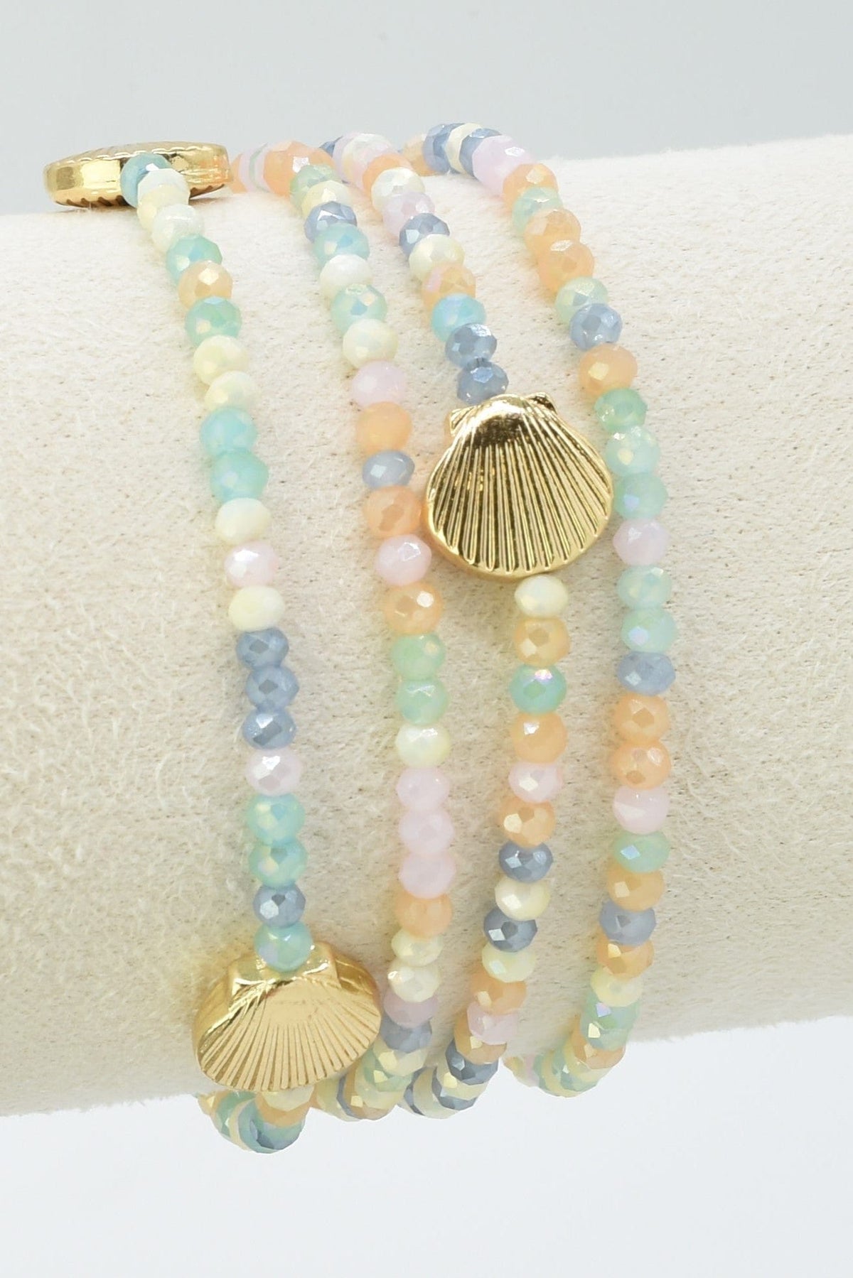CB2264 4 Piece Glass Bead and Shell Bracelet Set - MiMi Wholesale