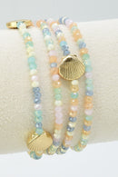 CB2264 4 Piece Glass Bead and Shell Bracelet Set - MiMi Wholesale