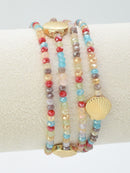CB2264 4 Piece Glass Bead and Shell Bracelet Set - MiMi Wholesale