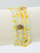 CB2264 4 Piece Glass Bead and Shell Bracelet Set - MiMi Wholesale