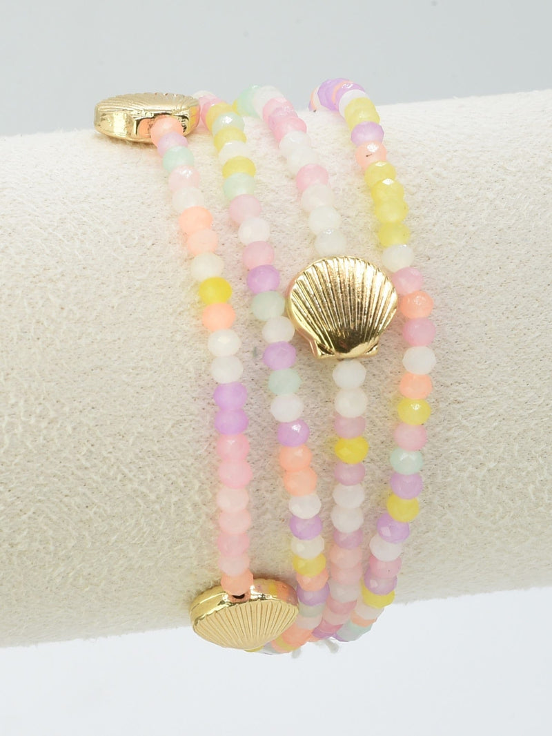 CB2264 4 Piece Glass Bead and Shell Bracelet Set - MiMi Wholesale