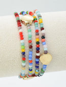 CB2264 4 Piece Glass Bead and Shell Bracelet Set - MiMi Wholesale