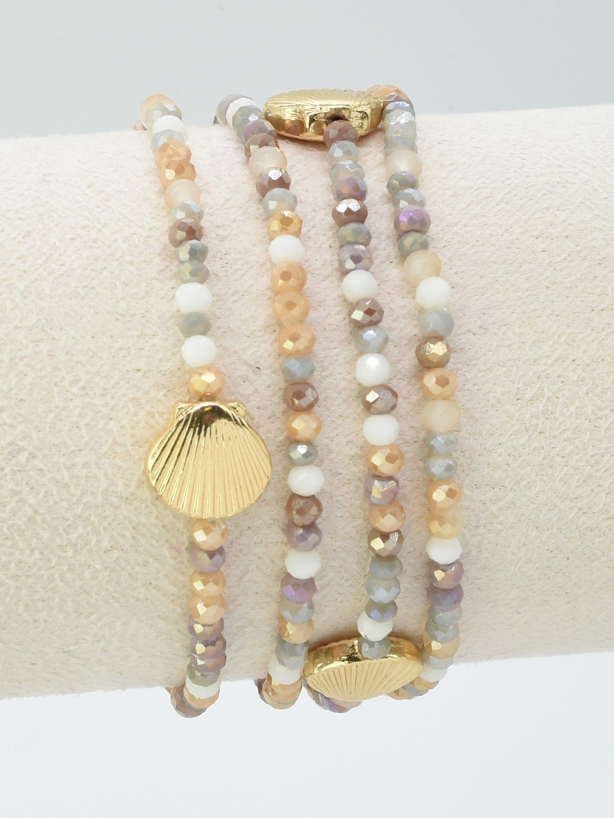 CB2264 4 Piece Glass Bead and Shell Bracelet Set - MiMi Wholesale