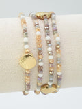 CB2264 4 Piece Glass Bead and Shell Bracelet Set - MiMi Wholesale