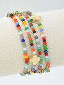 CB2265 4 Piece Glass Bead and Clover Bracelet Set - MiMi Wholesale
