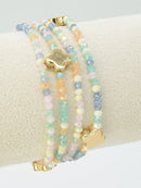 CB2265 4 Piece Glass Bead and Clover Bracelet Set - MiMi Wholesale
