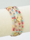 CB2265 4 Piece Glass Bead and Clover Bracelet Set - MiMi Wholesale