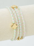 CB2265 4 Piece Glass Bead and Clover Bracelet Set - MiMi Wholesale