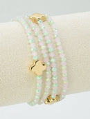 CB2265 4 Piece Glass Bead and Clover Bracelet Set - MiMi Wholesale