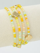 CB2265 4 Piece Glass Bead and Clover Bracelet Set - MiMi Wholesale