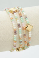 CB2265 4 Piece Glass Bead and Clover Bracelet Set - MiMi Wholesale