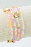 CB2265 4 Piece Glass Bead and Clover Bracelet Set - MiMi Wholesale