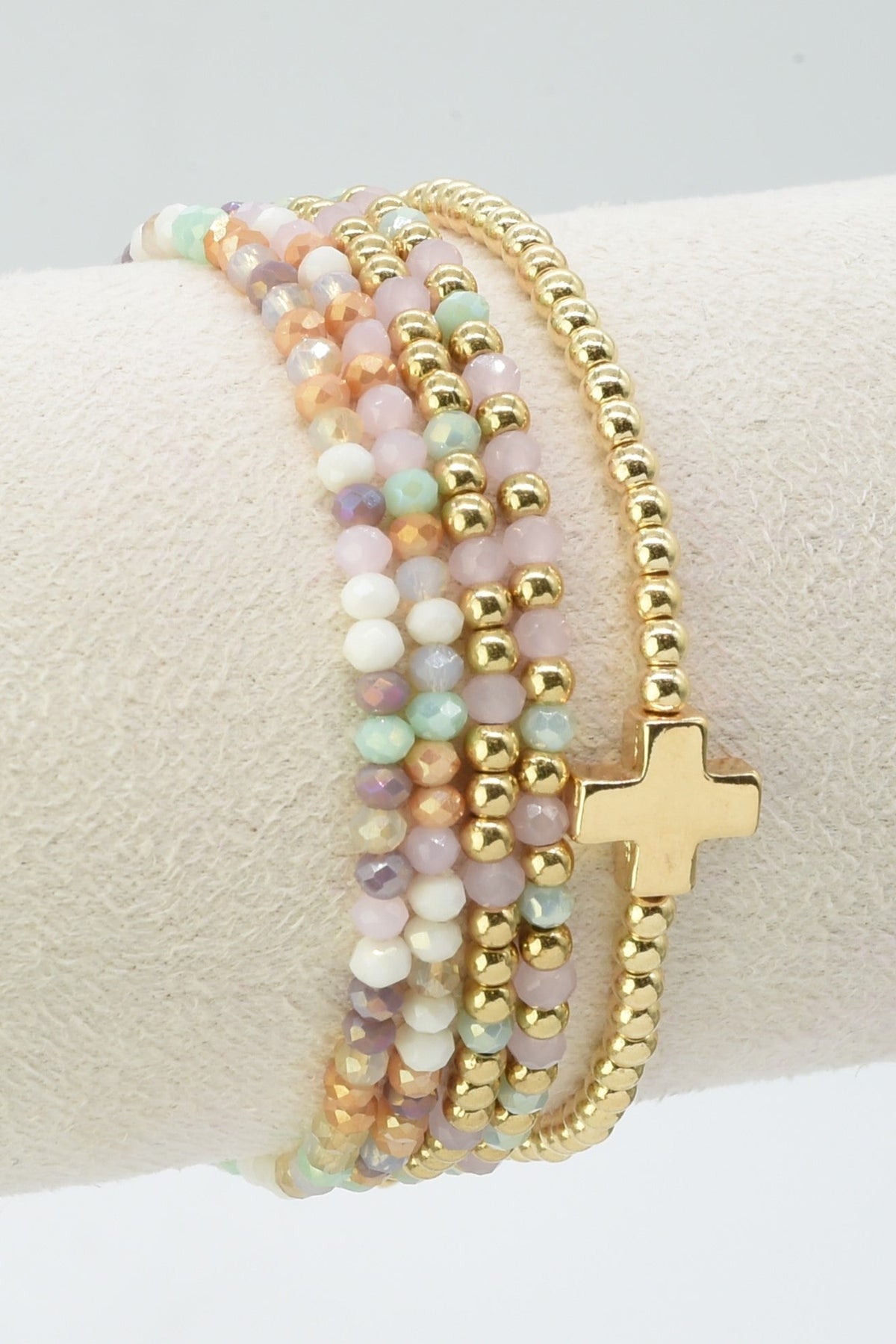 CB2266 5 Piece Glass CCB Stretch Bracelet Set - MiMi Wholesale