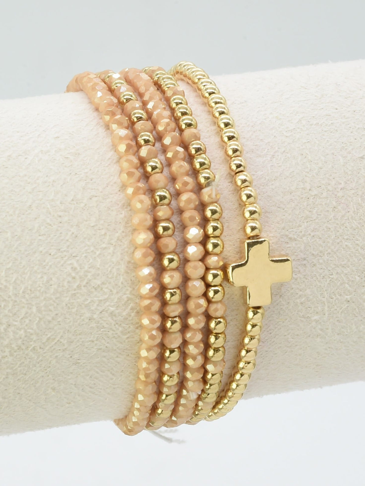 CB2266 5 Piece Glass CCB Stretch Bracelet Set - MiMi Wholesale
