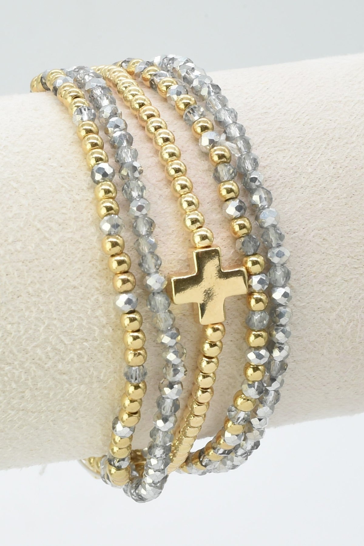 CB2266 5 Piece Glass CCB Stretch Bracelet Set - MiMi Wholesale