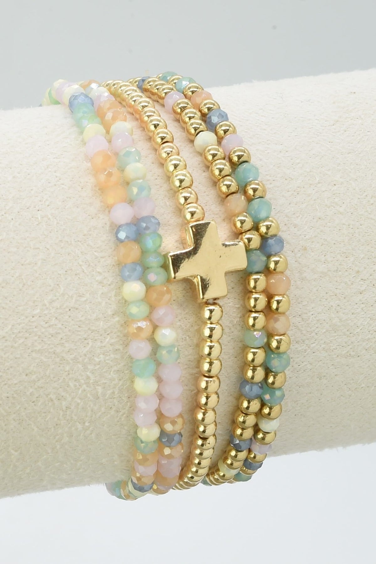 CB2266 5 Piece Glass CCB Stretch Bracelet Set - MiMi Wholesale