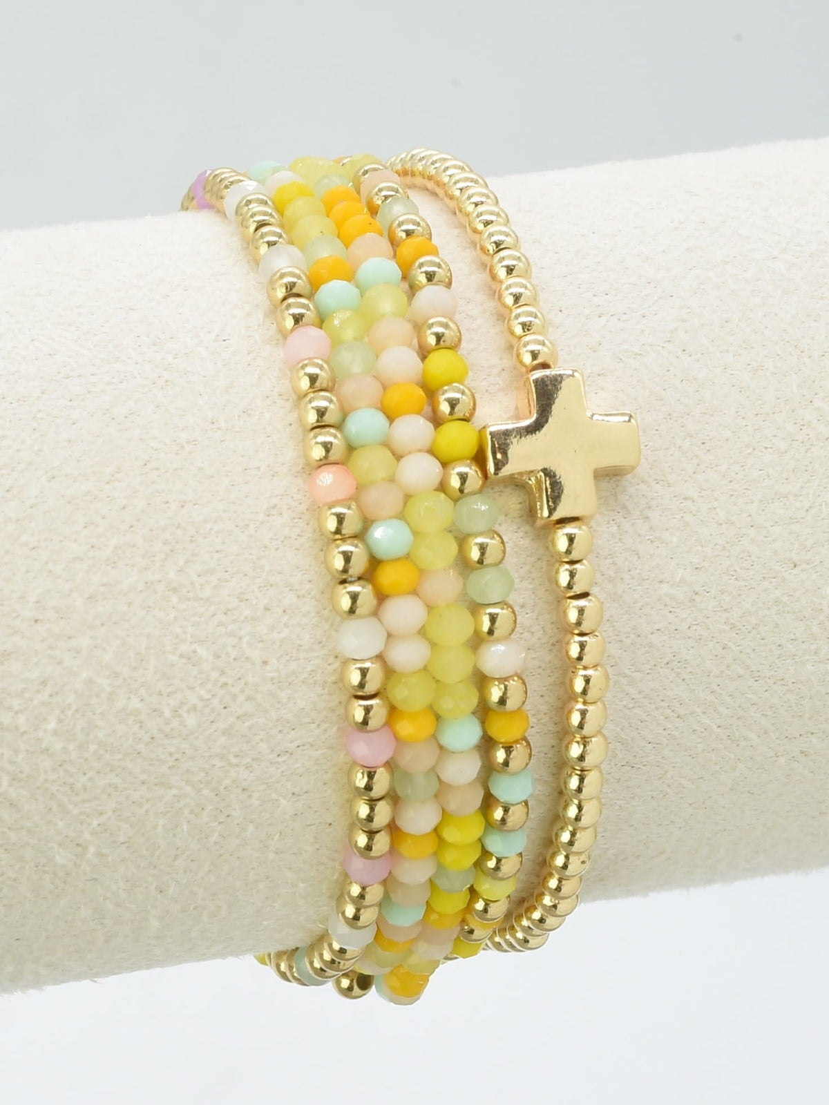 CB2266 5 Piece Glass CCB Stretch Bracelet Set - MiMi Wholesale