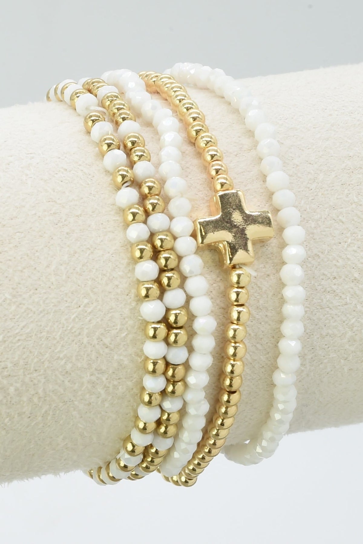 CB2266 5 Piece Glass CCB Stretch Bracelet Set - MiMi Wholesale