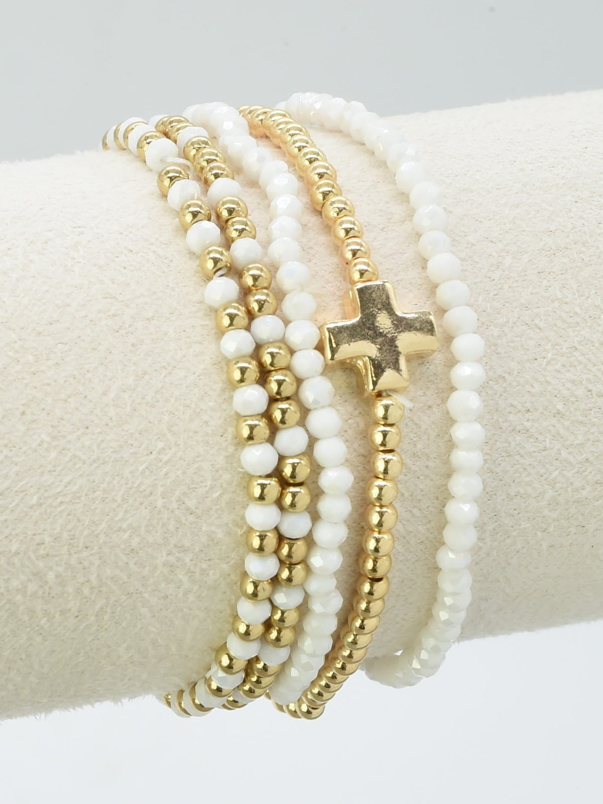 CB2266 5 Piece Glass CCB Stretch Bracelet Set - MiMi Wholesale